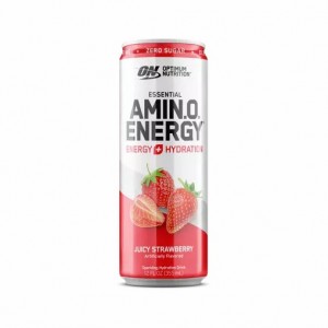 Optimum Nutrition ESSENTIAL AMIN.O. ENERGY+ Electrolytes Sparkling Juicy Strawberry 355ml * 12 Cans (12 Servings) Brasil | MN1524379