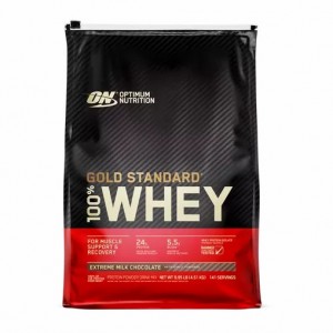 Optimum Nutrition GOLD STANDARD 100% WHEY™ Extreme Milk Chocolate 10 lb (141 Servings) Brasil | WA9785632