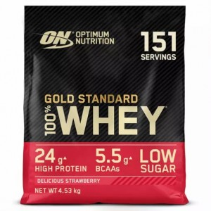 Optimum Nutrition Gold Standard 100% Whey Protein Powder Delicious Strawberry 4.53 kg (151 Servings) Brasil | YK6798420