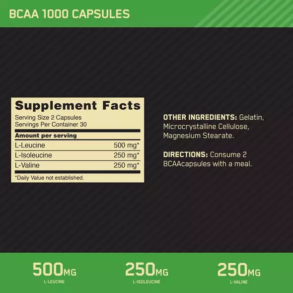 Optimum Nutrition BCAA 1000 60 Capsules (30 Servings) Brasil | DK5471098