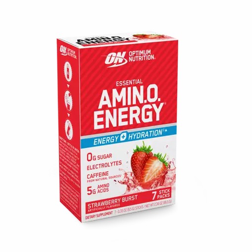 Optimum Nutrition Essential AMIN.O. ENERGY + Electrolytes Strawberry Burst 7 Stick Packs (7 Servings) Brasil | OH1932870