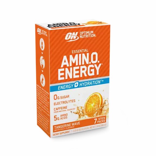 Optimum Nutrition Essential AMIN.O. ENERGY + Electrolytes Tangerine Wave 7 Stick Packs (7 Servings) Brasil | SU3758642