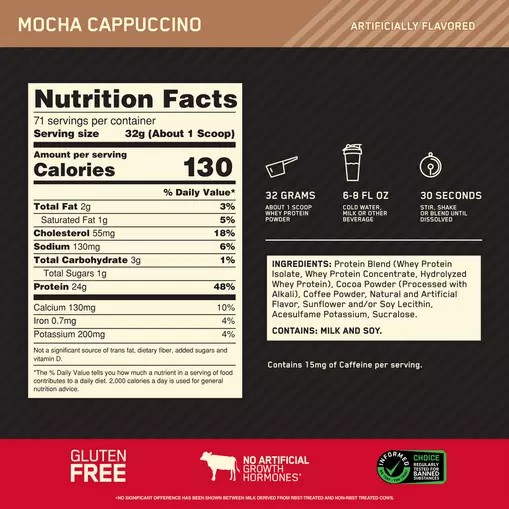 Optimum Nutrition GOLD STANDARD 100% WHEY™ Mocha Cappuccino 5 lb (71 Servings) Brasil | DS5726419