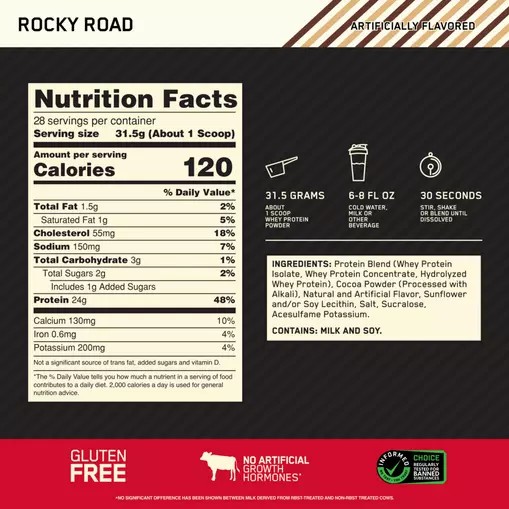 Optimum Nutrition GOLD STANDARD 100% WHEY™ Rocky Road 2 lb (28 Servings) Brasil | AD3206419