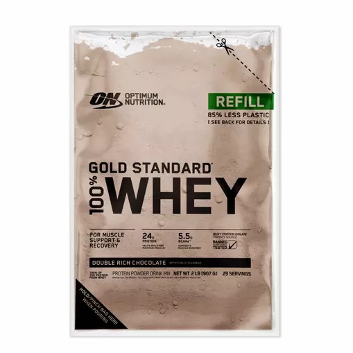 Optimum Nutrition GOLD STANDARD 100% WHEY™ Recyclable Refill Bag Double Rich Chocolate 2 lb (29 Servings) Brasil | QZ7063481