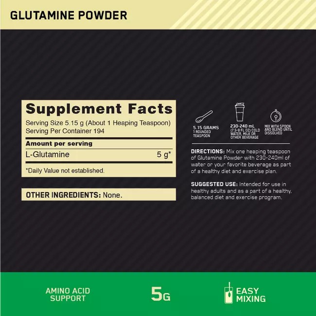 Optimum Nutrition Glutamine Powder Unflavoured 1kg Brasil | IV8401597