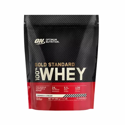 Optimum Nutrition Gold Standard 100% Whey Protein Powder Cookies & Cream 480 grams (15 Servings) Brasil | NB6537214