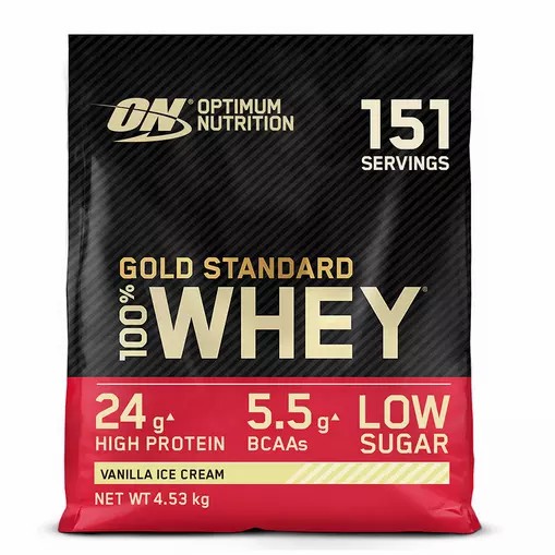 Optimum Nutrition Gold Standard 100% Whey Protein Powder Vanilla Ice Cream 4.53 kg (151 Servings) Brasil | YO0963752