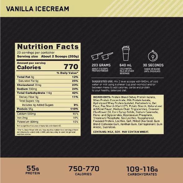 Optimum Nutrition Gold Standard Gainer Vanilla 4.67kg Brasil | UL3572814