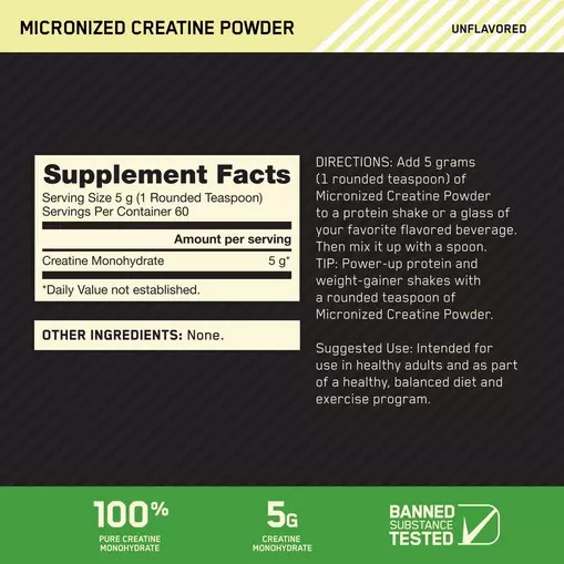 Optimum Nutrition Micronized Creatine Powder Unflavored 0.66 lb (60 Servings) Brasil | SM8921037