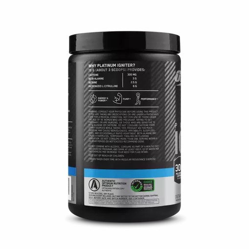 Optimum Nutrition Platinum Igniter Blue Raspberry Freeze 0.84 lb (20 Servings) Brasil | BN6189204